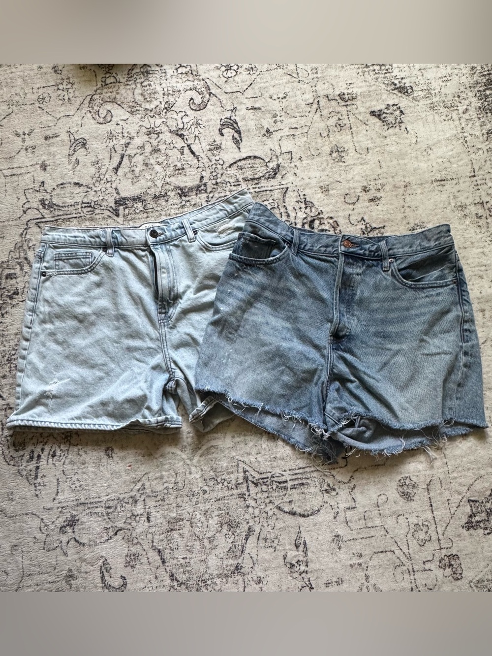 Women’s Denim Cutoff Shorts - Light Blue & Medium Blue